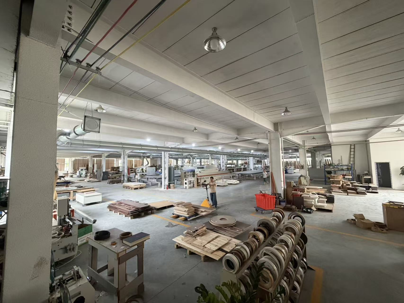 Wide view of the furniture production floor